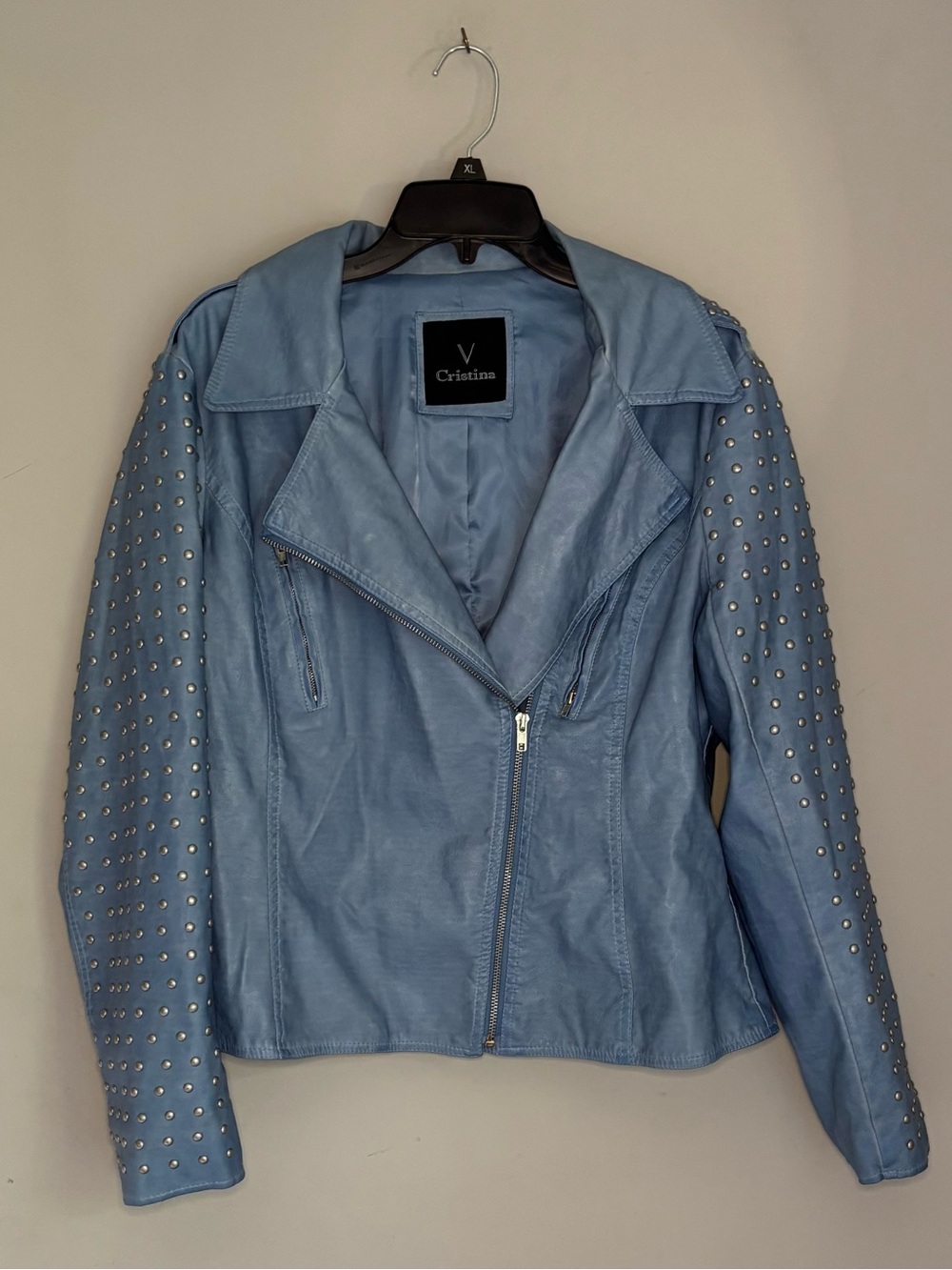 V Cristina Studded Vegan Leather Moto Jacket